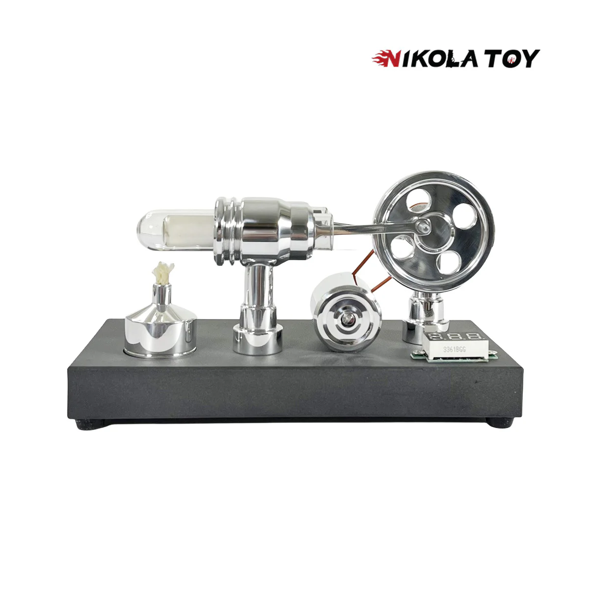 Mirror Polished Stirling Engine With Embedded Voltmeter And USB Plug - Image 3